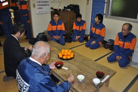 塩浜分団詰所での談話