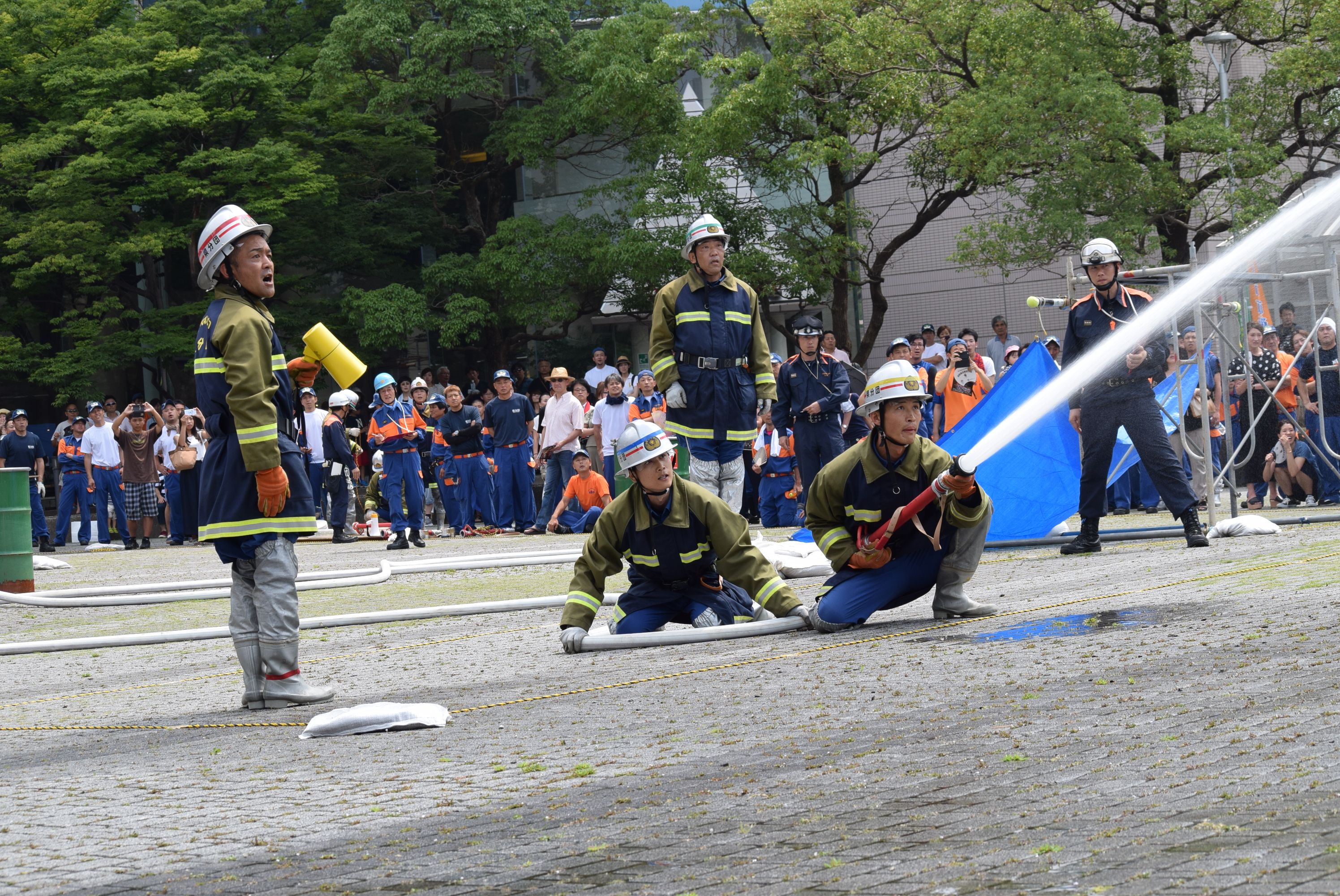 第３位の県分団による競技の様子