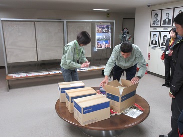 天津市への支援物資発送準備