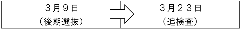 後期選抜追検査の日程