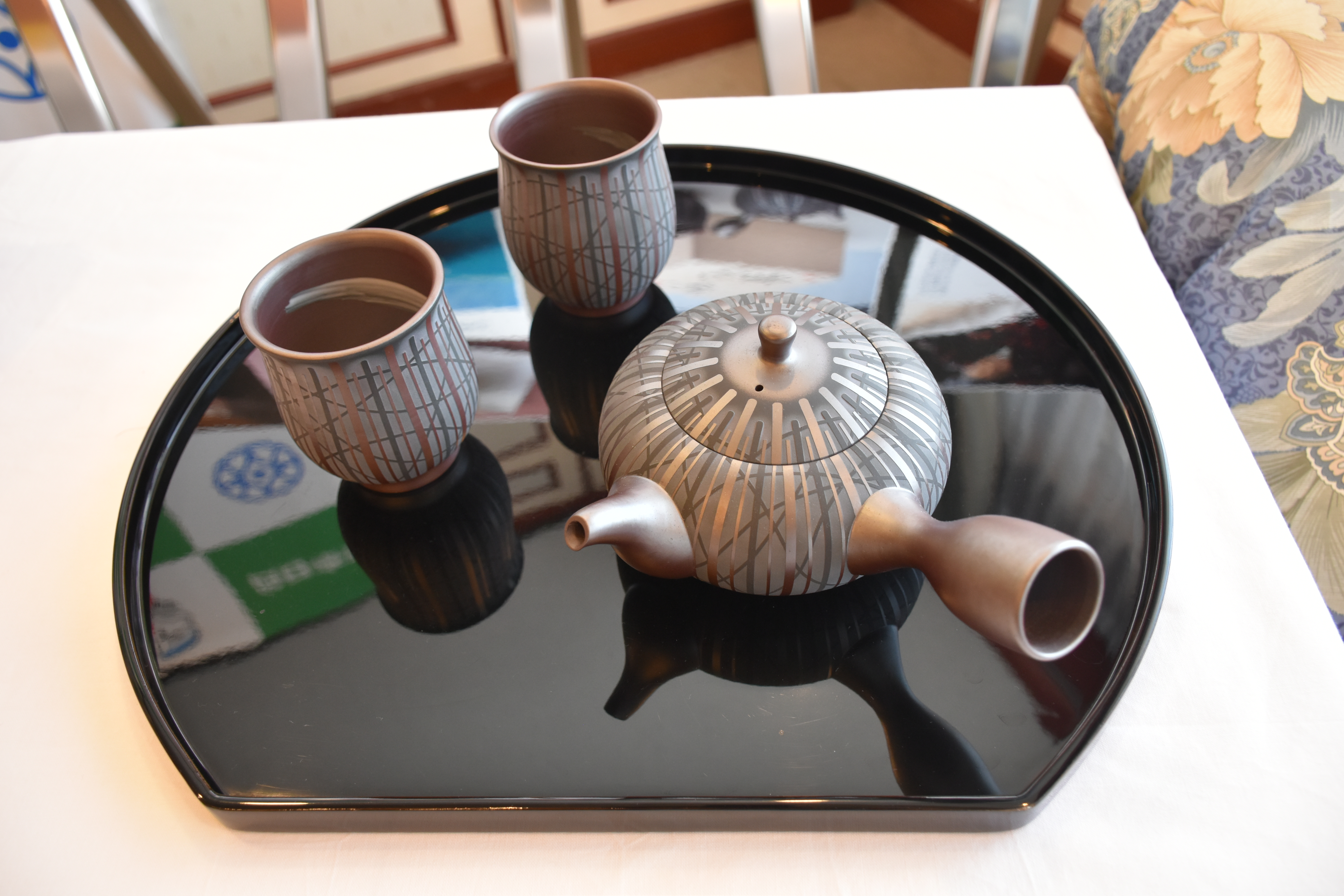 【萬古焼（ばんこやき）】希少 萬古の匠・清水醉月（すいげつ）縞文茶器 ご希望の文字入れ 急須と湯呑のセット